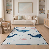 Whimsical Whale Fish Kids Area Rug