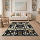 Rustic Framed Bernese Mountain Dog Portraits Rug