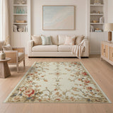 Ivory Rose Floral Vintage Area Rug