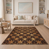 Embossed Gold Star Distressed Area Rug
