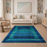Geometric Modern Blue Teal Geometric Modern Area Rug