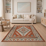 Red Terracotta Diamond Southwestern Area Rug
