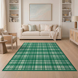 Green Gingham Plaid Rustic Farmhouse Rug