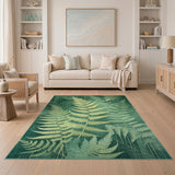 Vintage Fern Silhouette Green Area Rug