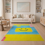 Cheerful Yellow Smiley Face Kids Rug
