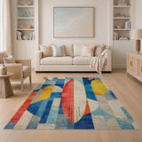 Geometric Modern Multi-color and Patterns Vibrant Geometric Abstract Multi-Color Area Rug