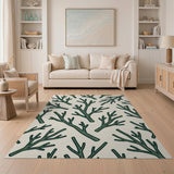 Scattered Green Twig Branches Area Rug