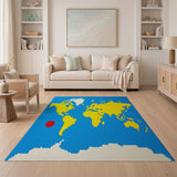 Pixelated World Map Area Rug with Red Explorer Dot