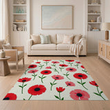 Red Poppy Floral Area Rug