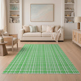 Crisp Green Gingham Checkered Area Rug