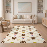 Paw Print Rainbow Hearts Washable Area Rug
