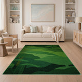 Lush Green Hills and Forest Area Rug