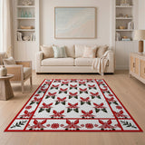 Red Black Tribal Wing Motif Area Rug