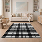 Geometric Modern Black White Buffalo Plaid Area Rug