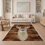 Majestic Spotted Deer Head Faux Fur Rug