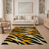 Bold Orange Tiger Stripe Tufted Rug