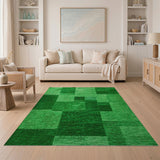 Green Shag Patchwork Geometric Rug