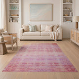 Distressed Pink Multi-Color Stripe Area Rug