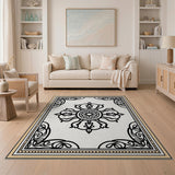 Heritage Tribal Intricate Black White Mandala Area Rug