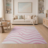 Fluid Pink Waves Abstract Area Rug