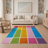 Vibrant Multi-Color Grid Area Rug