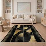 Black and Gold Geometric Abstract Area Rug