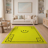 Kids Cartoon Cheerful Yellow Smiley Face Area Rug