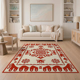Odika Red Geometric Tribal Medallion Rug