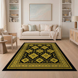 Opulent Black Gold Traditional Persian Rug