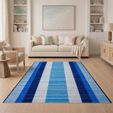 Geometric Modern Blue and Teal Modern Blue Vertical Stripe Area Rug
