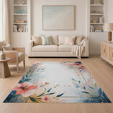 Pink Gold Floral Frame Area Rug