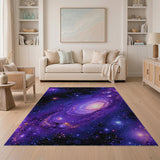 Purple Cosmic Spiral Galaxy Area Rug