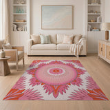 Blush Pink Mandala Floral Area Rug