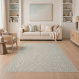 Beige Geometric Diamond Trellis Area Rug