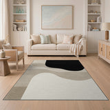 Abstract Beige Black Wave Area Rug
