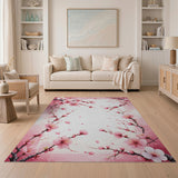 Pink Pink Cherry Blossom Watercolor Area Rug