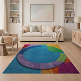 Vibrant Multi-Color Overlapping Circles Area Rug