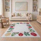 Coastal Frond Shell Red Border Area Rug