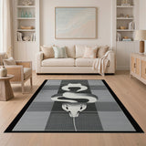 Geometric Modern Coiled Serpent Black White Area Rug