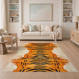 Abstract Area Orange Tiger Stripe Area Rug