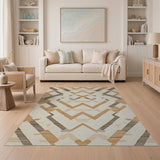 Brown and Tan Tan Geometric Southwestern Area Rug