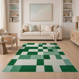 Green Block Geometric Area Rug