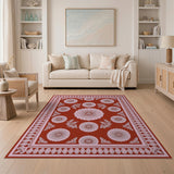Pink Floral Red Area Rug