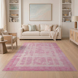 Pink Framed Geometric Area Rug