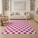Hot Pink Geometric Diamond Area Rug