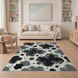 Black and White Abstract Ink Splatter Black White Area Rug