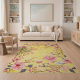 Yellow Cherry Blossom Floral Area Rug