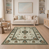 Traditional Persian Ivory Traditional Persian Floral Medallion Rug