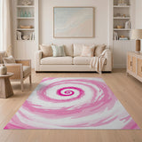 Hypnotic Pink Swirl Geometric Area Rug