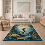 Teal Mermaid Moonlit Lagoon Area Rug